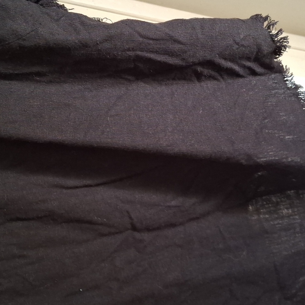 Umgee Ruffle Sleeve Frayed Black Frayed Hem Blouse Sz L GOTH Vamp Western Casual - Picture 4 of 8